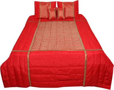

Indistar Velvet Double King Self Design Bedsheet(Pack of 1, Red)