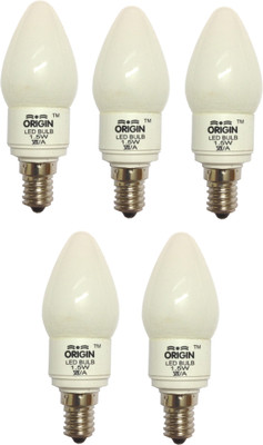 Origin 1.5 W Basic Candle E14 LED Bulb(Yellow, Pack of 5)