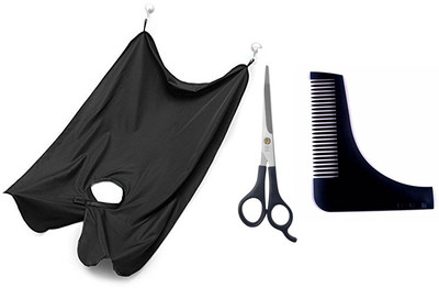 

Majik Man Beard Shaping Tools Beard Apron + Beard Comb + Scissor(Set of 3)