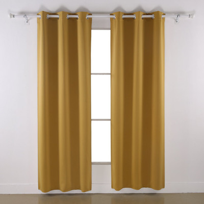 

American-Elm 153 cm (5 ft) Polyester Window Curtain (Pack Of 2)(Solid, Yellow_1)