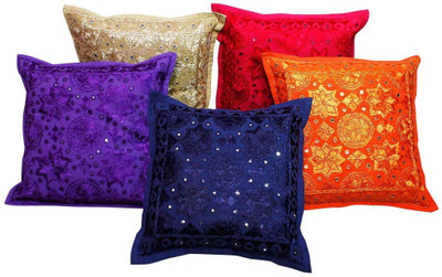 

Halowishes Embroidered Cushions Cover(Pack of 5, 40 cm*40 cm, Multicolor)
