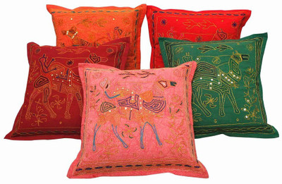 

Halowishes Animal Cushions Cover(Pack of 5, 40 cm*40 cm, Multicolor)