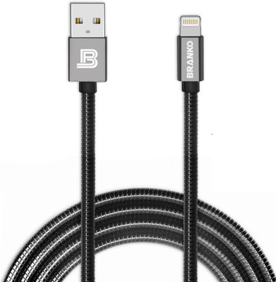 

Branko Indestructible Tough Metal Braided 1M Charge & Sync Lightning Cable(Black)