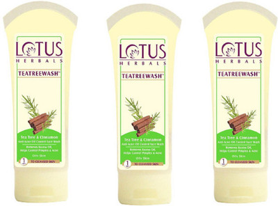 

Lotus Herbals Tea Tree and Cinnamon Anti Acne Oil Control(Pack of 3) Face Wash(240 g)