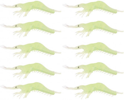 

Hunting Hobby Fishing Live Rubber Night Fishing Shrimp, Soft Prawn Lure, Flourescent Green Soft Bait Soft Bait Fishing Lure(Pack of 10 Size 0)