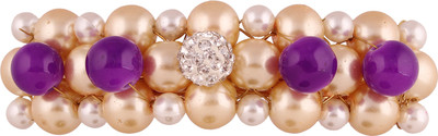 

AccessHer Designer back Hair Barrette with pearls and beads for Women Hair Clip(Purple)