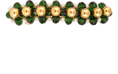 

AccessHer Designer back Hair Barrette with pearls and beads for Women Hair Clip(Green)