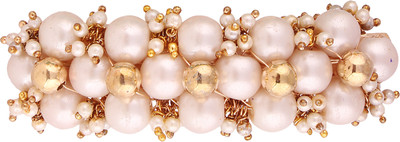 

AccessHer Designer back Hair Barrette with pearls and beads for Women Hair Clip(White)
