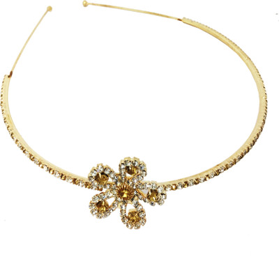

AccessHer Rhinestone Studded Golden Metal Head band for Girls and Women Hair Band(Gold)