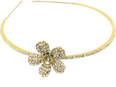 

AccessHer Rhinestone Studded Golden Metal Head band for Girls and Women Hair Band(White)