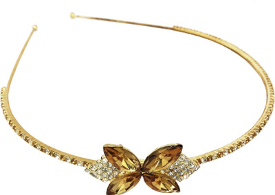 

AccessHer Rhinestone Studded Golden Metal Head band for Girls and Women Hair Band(Gold)