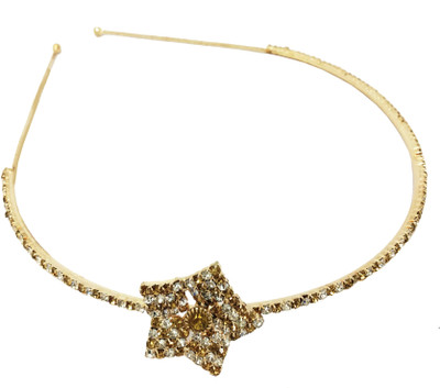 

AccessHer Rhinestone Studded Golden Metal Head band for Girls and Women Hair Band(Gold)