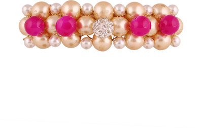 

AccessHer Designer back Hair Barrette with pearls and beads for Women Hair Clip(Pink)