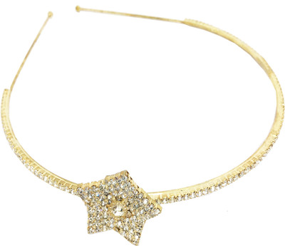 

AccessHer Rhinestone Studded Golden Metal Head band for Girls and Women Hair Band(White)