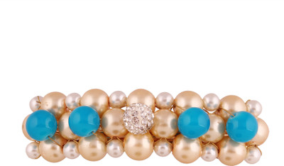 

AccessHer Designer back Hair Barrette with pearls and beads for Women Hair Clip(Blue)