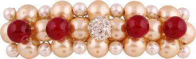 

AccessHer Designer back Hair Barrette with pearls and beads for Women Hair Clip(Maroon)