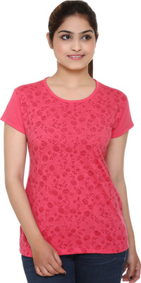

69GAL Girls Printed Cotton T Shirt(Multicolor, Pack of 1, Pink1