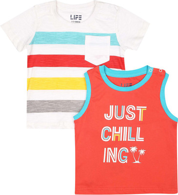 

Life by shoppers Stop Boys Printed Cotton T Shirt(Multicolor, Pack of 2