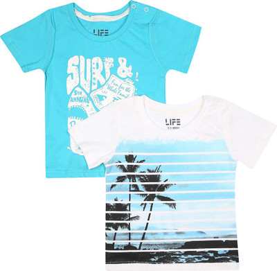

Life by shoppers Stop Boys Printed Cotton T Shirt(Multicolor, Pack of 2