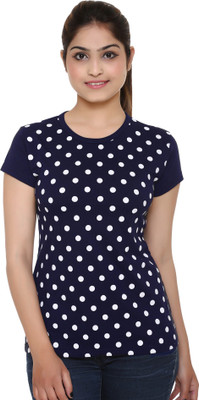 

69GAL Girls Printed Cotton T Shirt(Dark Blue, Pack of 1