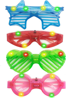 

Ziggle Neon florescent LED googles,prop party fun googles specs Return gift Party Mask(Multicolor, Pack of 4)