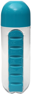 

iZED Dual use Daily Pill Box Organizer with Water Bottle_skyblue Medicine Dispenser