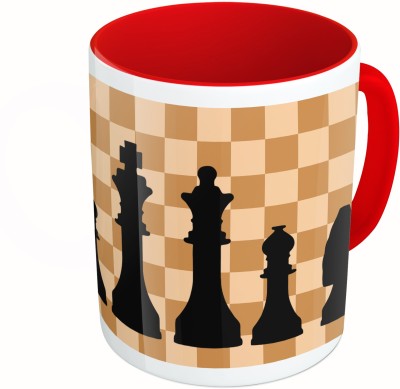 

MiiCreations Printed Two Tone Red And White Chess Pattern Ceramic Mug(325 ml)