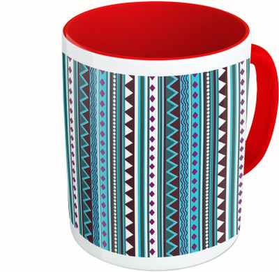

MiiCreations Printed Two Tone Red And White Pattern v Ceramic Mug(325 ml)