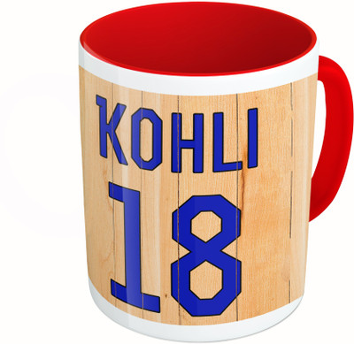 

MiiCreations Printed Two Tone Red And White Kohli 18 Ceramic Mug(325 ml)