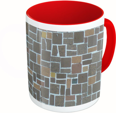 

MiiCreations Printed Two Tone Red And White Brick Pattern Ceramic Mug(325 ml)