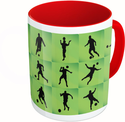

MiiCreations Printed Two Tone Red And White Football Pattern Ceramic Mug(325 ml)