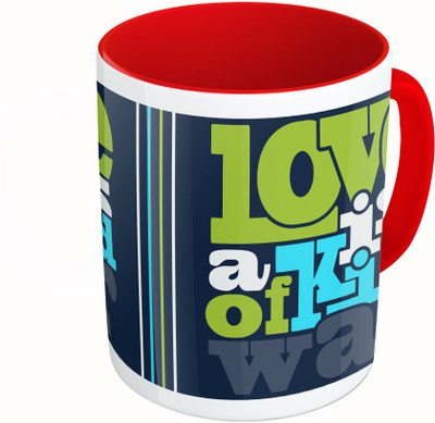 

MiiCreations Printed Two Tone Red And White Love Is A Kind Of War Ceramic Mug(325 ml)