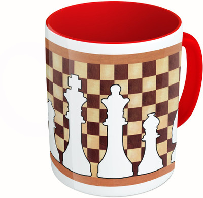 

MiiCreations Printed Two Tone Red And White Chess Ceramic Mug(325 ml)
