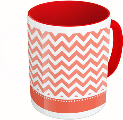 

MiiCreations Printed Two Tone Red And White Zig Zag Pattern Ceramic Mug(325 ml)