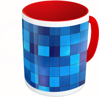 

MiiCreations Printed Two Tone Red And White Blue Colour Pattern Ceramic Mug(325 ml)