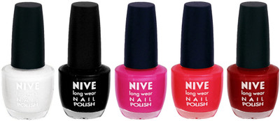 

Nive Colour Blast Nail Lacquer (set of 5 Nail Polish ) White,Black,Pink,Pink,Pink(Pack of 5)