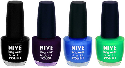 

Nive Colour Blast Nail Lacquer Black,Purple,Blue,Green,(Pack of 4)