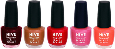 

Nive Colour Blast Nail Lacquer (set of 5 Nail Polish ) Red,Brown,Red,Pink,Orange(Pack of 5)