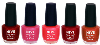 

Nive Colour Blast Nail Lacquer (set of 5 Nail Polish ) Red,Pink,Pink,Red,Brown(Pack of 5)