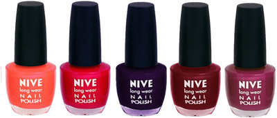

Nive Colour Blast Nail Lacquer (set of 5 Nail Polish ) Orange,Pink,Purple,Red,Purple(Pack of 5)