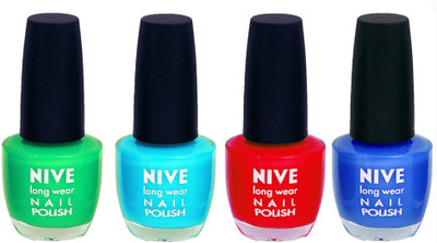 

Nive Colour Blast Nail Lacquer (Set of 4 Nail Polish) Green,Blue,Red,Maroon,(Pack of 4)