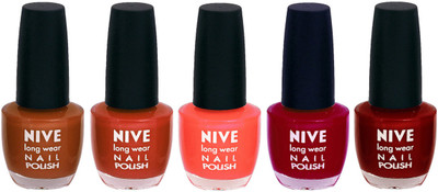 

Nive Colour Blast Nail Lacquer (set of 5 Nail Polish ) Brown,Brown,Orange,Pink,Red(Pack of 5)