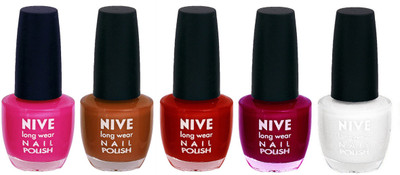 

Nive Colour Blast Nail Lacquer (set of 5 Nail Polish ) Pink,Brown,Red,Pink,White(Pack of 5)
