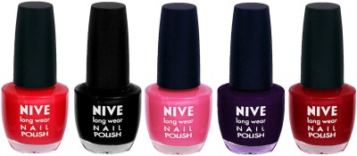 

Nive Colour Blast Nail Lacquer (set of 5 Nail Polish ) Red,Black,Pink,Purple,Red(Pack of 5)