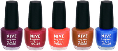 

Nive Colour Blast Nail Lacquer (set of 5 Nail Polish ) Purple,Pink,Orange,Brown,Blue(Pack of 5)