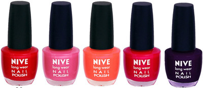 

Nive Colour Blast Nail Lacquer (set of 5 Nail Polish ) Red,Pink,Orange,Pink,Purple(Pack of 5)