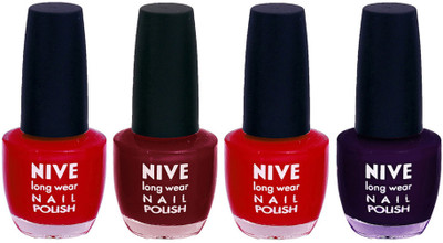 

Nive Colour Blast Nail Lacquer Brown,Red,Red,Purple,(Pack of 4)