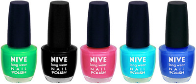

Nive Colour Blast Nail Lacquer (set of 5 Nail Polish ) Green,Black,Pink,Blue,Blue(Pack of 5)