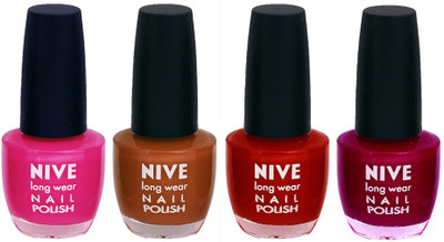 

Nive Colour Blast Nail Lacquer (Set of 4 Nail Polish) Pink,Blue,Red,Black,(Pack of 4)