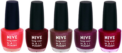 

Nive Colour Blast Nail Lacquer (set of 5 Nail Polish ) Pink,Red,Purple,Purple,Pink(Pack of 5)